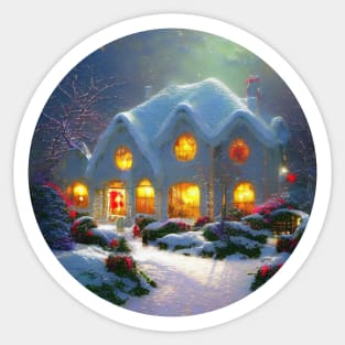 Rural winter cottage Sticker